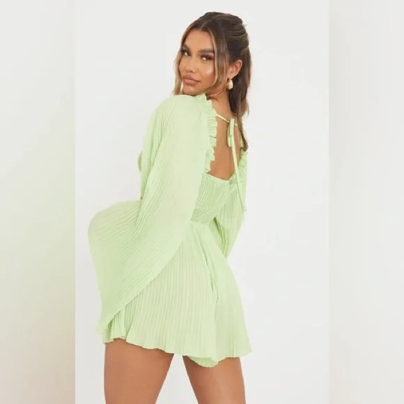 NWT - PLT Pleated Long Sleeve Romper - Picture 3 of 5